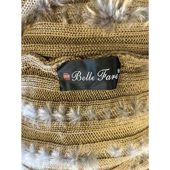 Belle Fare Rabbit Fur Knit Fringe Vest Shawl Wrap Boho Cozy Winter Layer - Picture 6 of 8